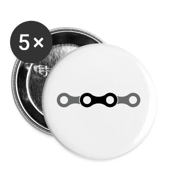 icône de chaîne de vélo Logo de l’icône de chaîne de vélo - Lot de 5 grands badges (56 mm) - blanc - Devant