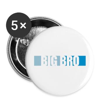 Big Bro Logo Balken - Buttons groß 56 mm (5er Pack) - Weiß - Vorne