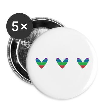 CŒUR. CŒURS. SAINT VALENTIN. LOVE. AMOUR. HEART - Lot de 5 grands badges (56 mm) - blanc - Devant