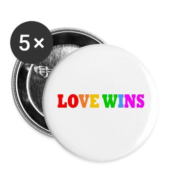 Love wins - Buttons large 2.2''/56 mm (5-pack) - white - Front
