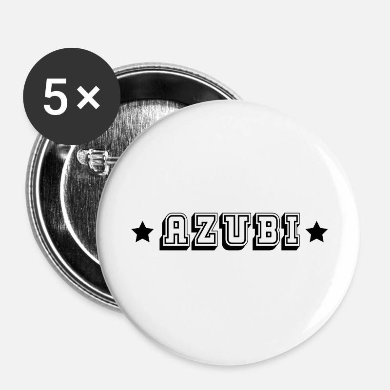 AZUBI tshirt weiss - Buttons groß 56 mm (5er Pack) - Weiß