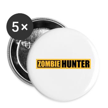 Chasseur de zombies Citation d’Halloween - Lot de 5 grands badges (56 mm) - blanc - Devant