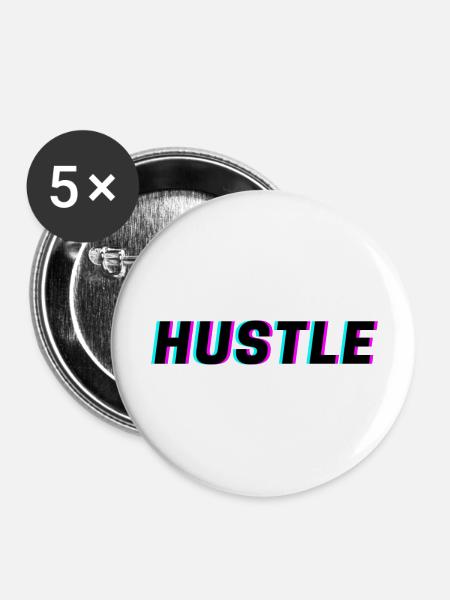 Hustle - Buttons groß 56 mm (5er Pack) - Weiß