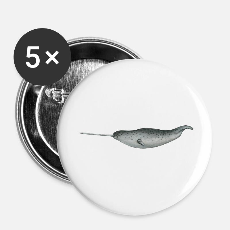 Narrwal - Buttons groß 56 mm (5er Pack) - Weiß