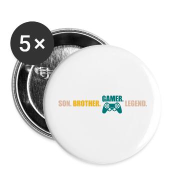 son brother gamer legend - Buttons groß 56 mm (5er Pack) - Weiß - Vorne