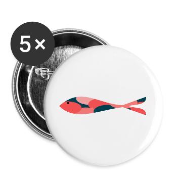 SARDINE. FISCH. APRILSCHERZ. OSTERN. MEER - Buttons groß 56 mm (5er Pack) - Weiß - Vorne
