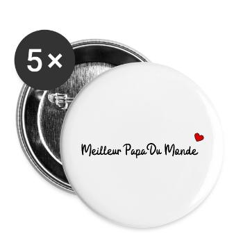 Meilleur papa du monde - Lot de 5 grands badges (56 mm) - blanc - Devant