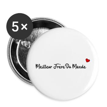 Meilleur frère du monde - Lot de 5 grands badges (56 mm) - blanc - Devant