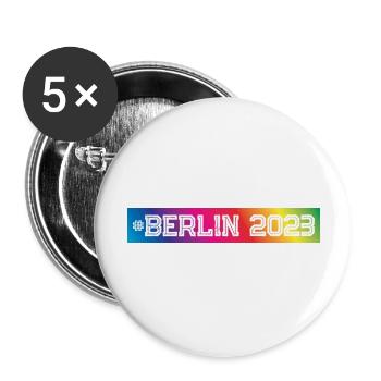 Berlin 2023 Bunt - Buttons groß 56 mm (5er Pack) - Weiß - Vorne