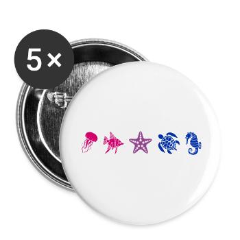 Subtil Pride Sea Creatures Beach Plage Été - Lot de 5 grands badges (56 mm) - blanc - Devant