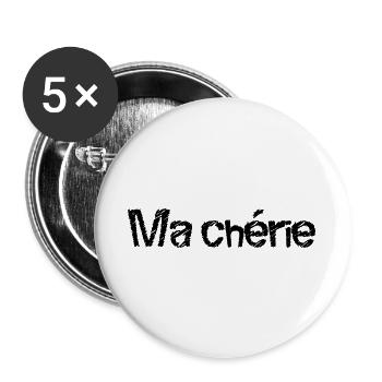 MA CHERIE. FÊTE DES MÈRES. BONNE FÊTE MAMAN. MAMAN - Lot de 5 grands badges (56 mm) - blanc - Devant