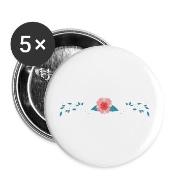 Fleur Plante à fleurs - Lot de 5 grands badges (56 mm) - blanc - Devant