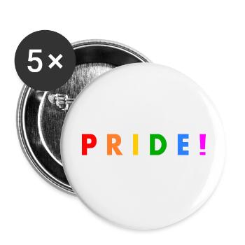 Pride - Buttons groß 56 mm (5er Pack) - Weiß - Vorne