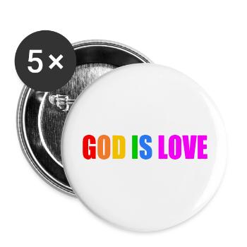 God is love - Buttons groß 56 mm (5er Pack) - Weiß - Vorne