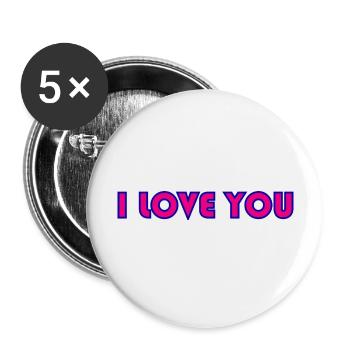 ICH LIEBE DICH. LIEBE. PAAR. ICH HABE GERADE GEHEIRATET. Junggesellinnenabschied - Buttons groß 56 mm (5er Pack) - Weiß - Vorne