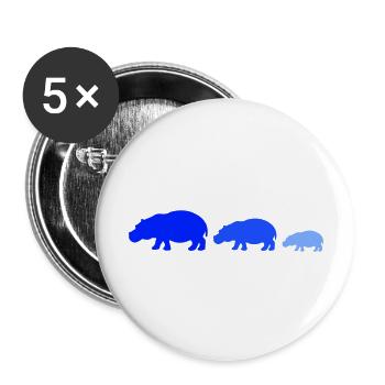 nilpferd familie - Buttons groß 56 mm (5er Pack) - Weiß - Vorne