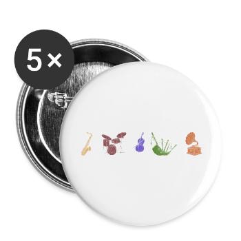 Boho Line Art Design, Series "Music" - Buttons large 2.2''/56 mm (5-pack) - white - Front