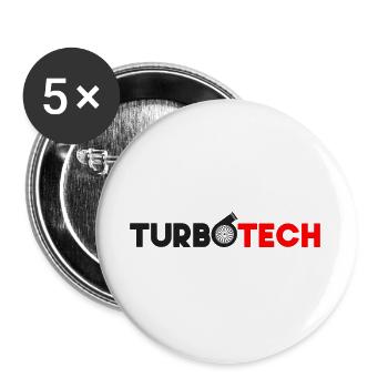 Turbotech - Turbocompresseur rouge et noir - Lot de 5 grands badges (56 mm) - blanc - Devant
