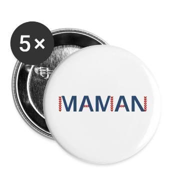 Idée cadeau maman - Lot de 5 grands badges (56 mm) - blanc - Devant