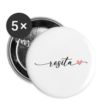 Rosita Name Kalligrafie Schrift - Buttons groß 56 mm (5er Pack) - Weiß - Vorne