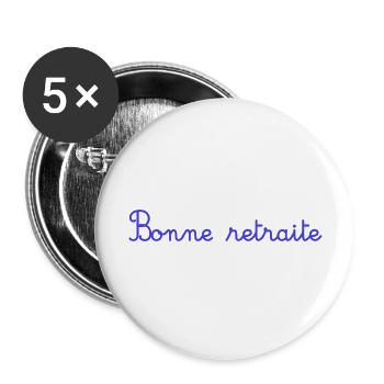 RETIREMENT. HAPPY RETIREMENT. HAPPY RETIREMENT. HEART - Buttons large 2.2''/56 mm (5-pack) - white - Front
