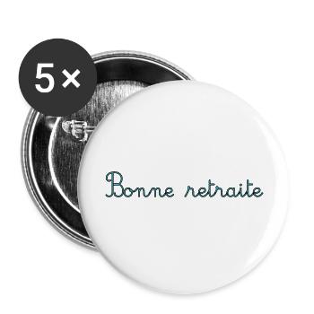 RETRAITE. RETRAITE. RETRAITEE. RETRAITE. BEST - Lot de 5 grands badges (56 mm) - blanc - Devant