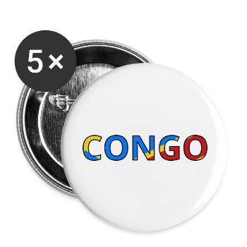 Drapeau Congo (Rép. dém.) - Lot de 5 grands badges (56 mm) - blanc - Devant