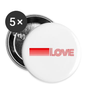 Amour coeur rouge - Lot de 5 grands badges (56 mm) - blanc - Devant