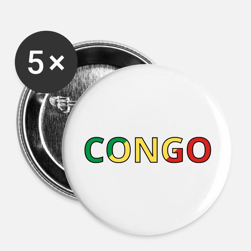 Congo Flag - Buttons large 2.2''/56 mm (5-pack) - white