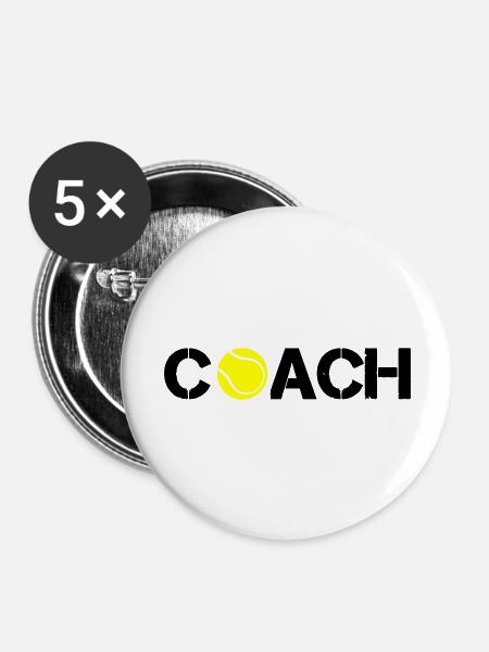 tennis coach - Buttons groß 56 mm (5er Pack) - Weiß
