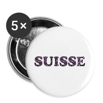 SCHWEIZ - Buttons groß 56 mm (5er Pack) - Weiß - Vorne