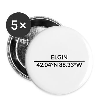 Coordonnées Elgin, Illinois, États-Unis - Lot de 5 grands badges (56 mm) - blanc - Devant