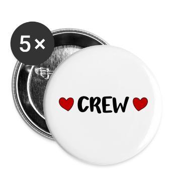 Crew Herz - Buttons groß 56 mm (5er Pack) - Weiß - Vorne