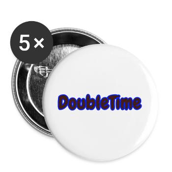 Doppelzeit Motiv mit verschlungenen Uhren - Buttons groß 56 mm (5er Pack) - Weiß - Vorne
