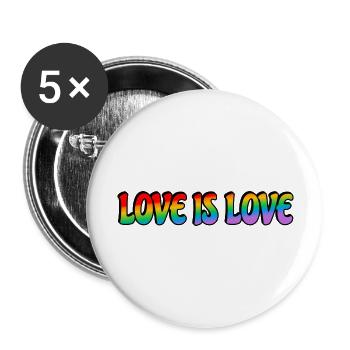 Rainbow Love is Love - Buttons large 2.2''/56 mm (5-pack) - white - Front