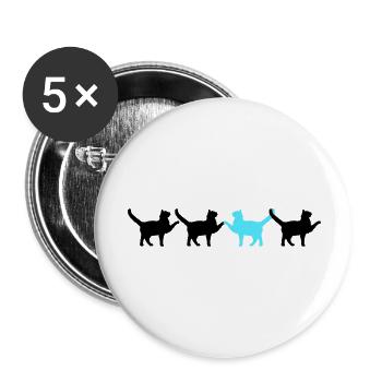 4 chats amis équipe quatre pattes mains bienvenue - Lot de 5 grands badges (56 mm) - blanc - Devant