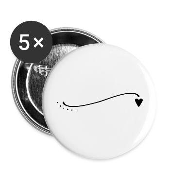 Curved Heart Line - Buttons large 2.2''/56 mm (5-pack) - white - Front