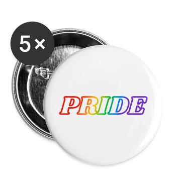 PRIDE Regenbogen LGBTQ schwul - Buttons groß 56 mm (5er Pack) - Weiß - Vorne
