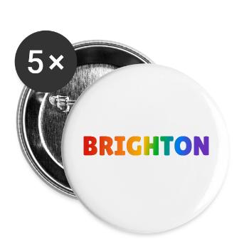 Brighton Regenbogen LGBTQ Gay Pride - Buttons groß 56 mm (5er Pack) - Weiß - Vorne