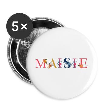 MAISIE name decorated with flowers - Buttons large 2.2''/56 mm (5-pack) - white - Front