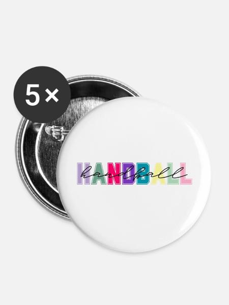 Handball Farben - Handball Liebhaber Geschenk - Buttons groß 56 mm (5er Pack) - Weiß