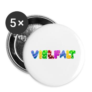 AfD stoppen gegen rechts Demokratie Vielfalt links - Buttons groß 56 mm (5er Pack) - Weiß - Vorne