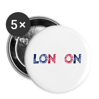 LONDON Geschenkidee UK England United Kingdom - Buttons groß 56 mm (5er Pack) - Weiß - Vorne