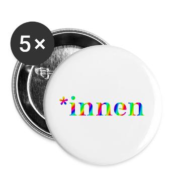 *innen Geschenkidee pro Gendern Feminismus innen - Buttons groß 56 mm (5er Pack) - Weiß - Vorne