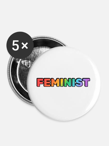 FEMINIST rainbow - Buttons large 2.2''/56 mm (5-pack) - white