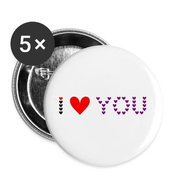 I love you - Heart Pattern - Buttons large 2.2''/56 mm (5-pack) - white - Front