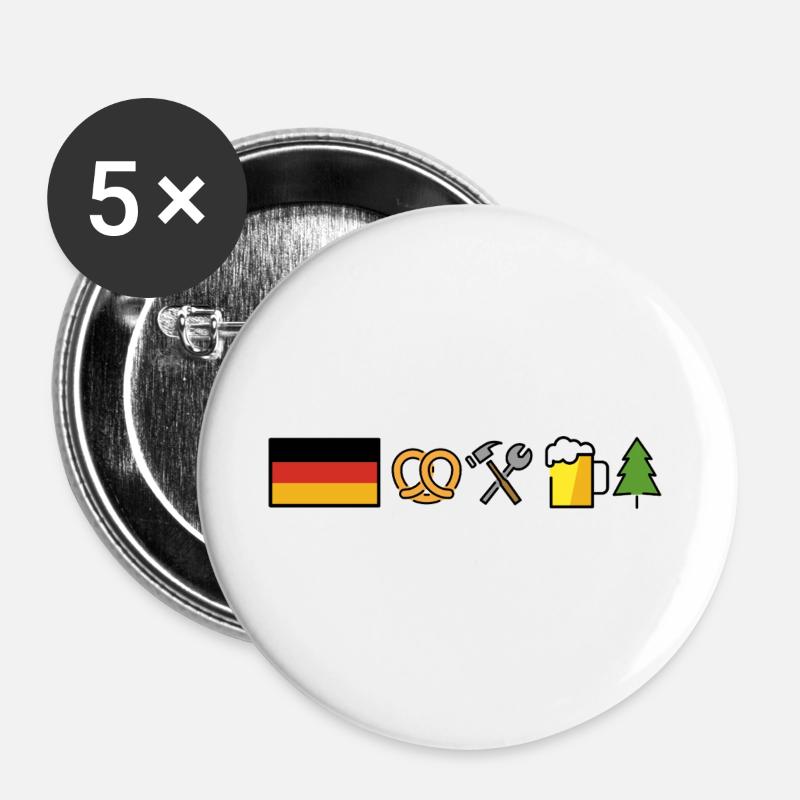 Germany Design  - Buttons groß 56 mm (5er Pack) - Weiß
