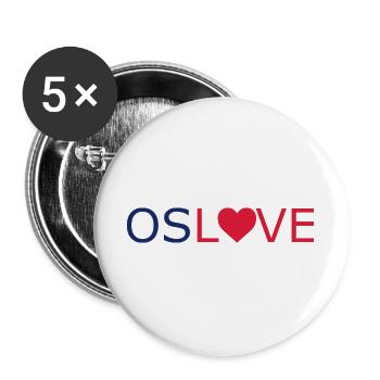 Oslo - Amour - OSLOVE - Norvège - Norvège - Norvège - Lot de 5 grands badges (56 mm) - blanc - Devant