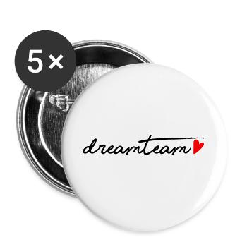 Dreamteam rotem Herz - Buttons groß 56 mm (5er Pack) - Weiß - Vorne