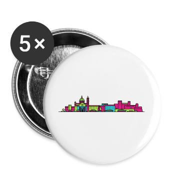 Bari City Skyline Old Town Modern Line Art - Buttons groß 56 mm (5er Pack) - Weiß - Vorne